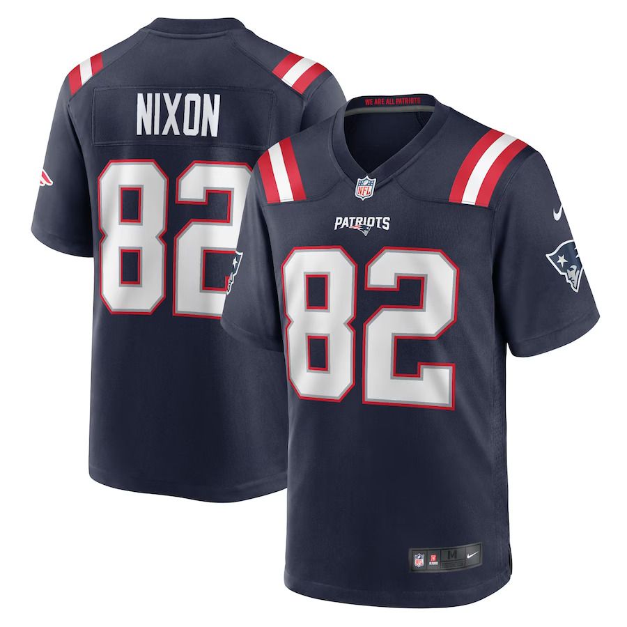 Men New England Patriots #82 Tre Nixon Nike Navy Player Game NFL Jersey